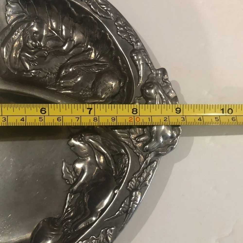 Vintage Arthur Court Aluminum Bunnies Divided Baby Plate 3 Sections